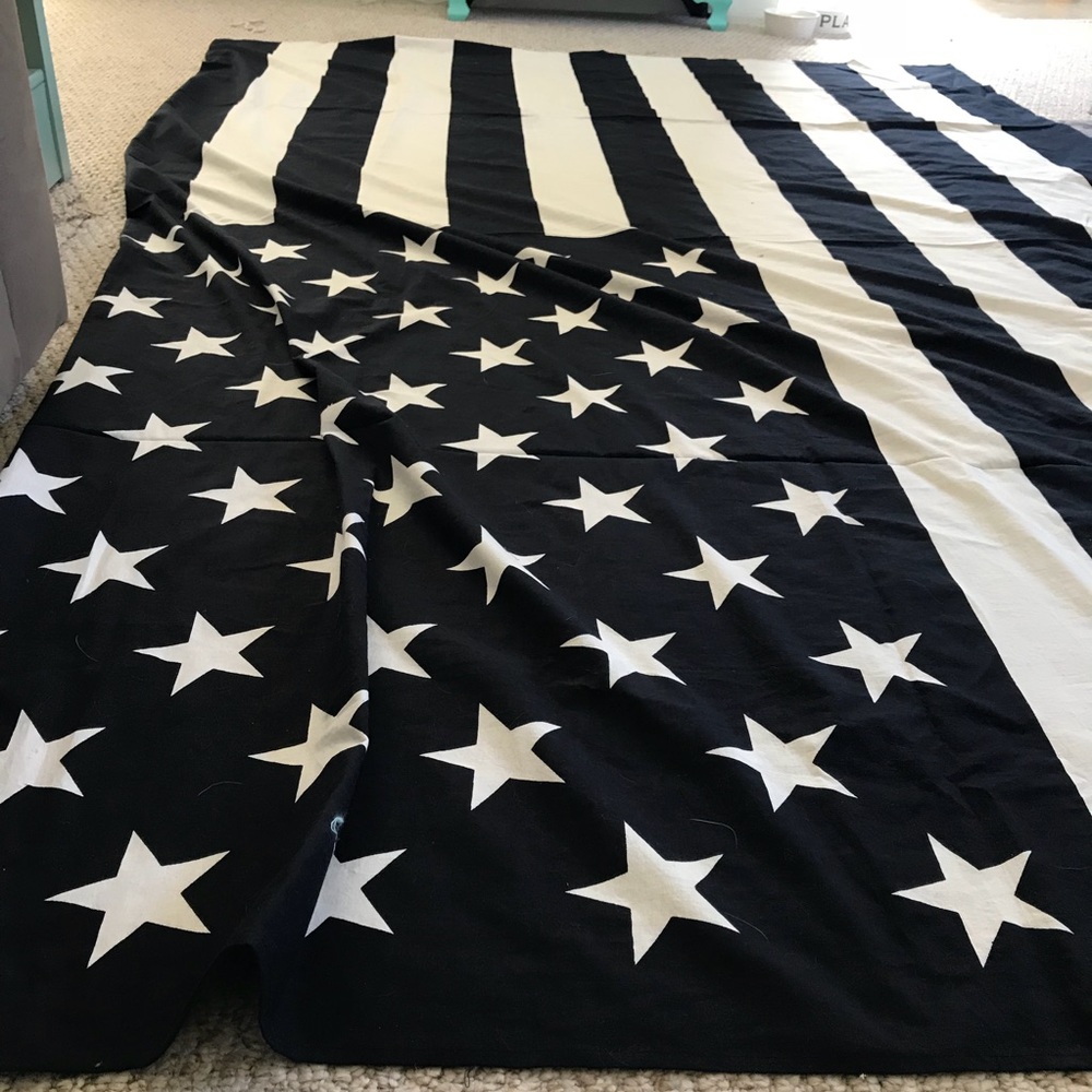 5’ by 7’ Black and White American Flag tapestry